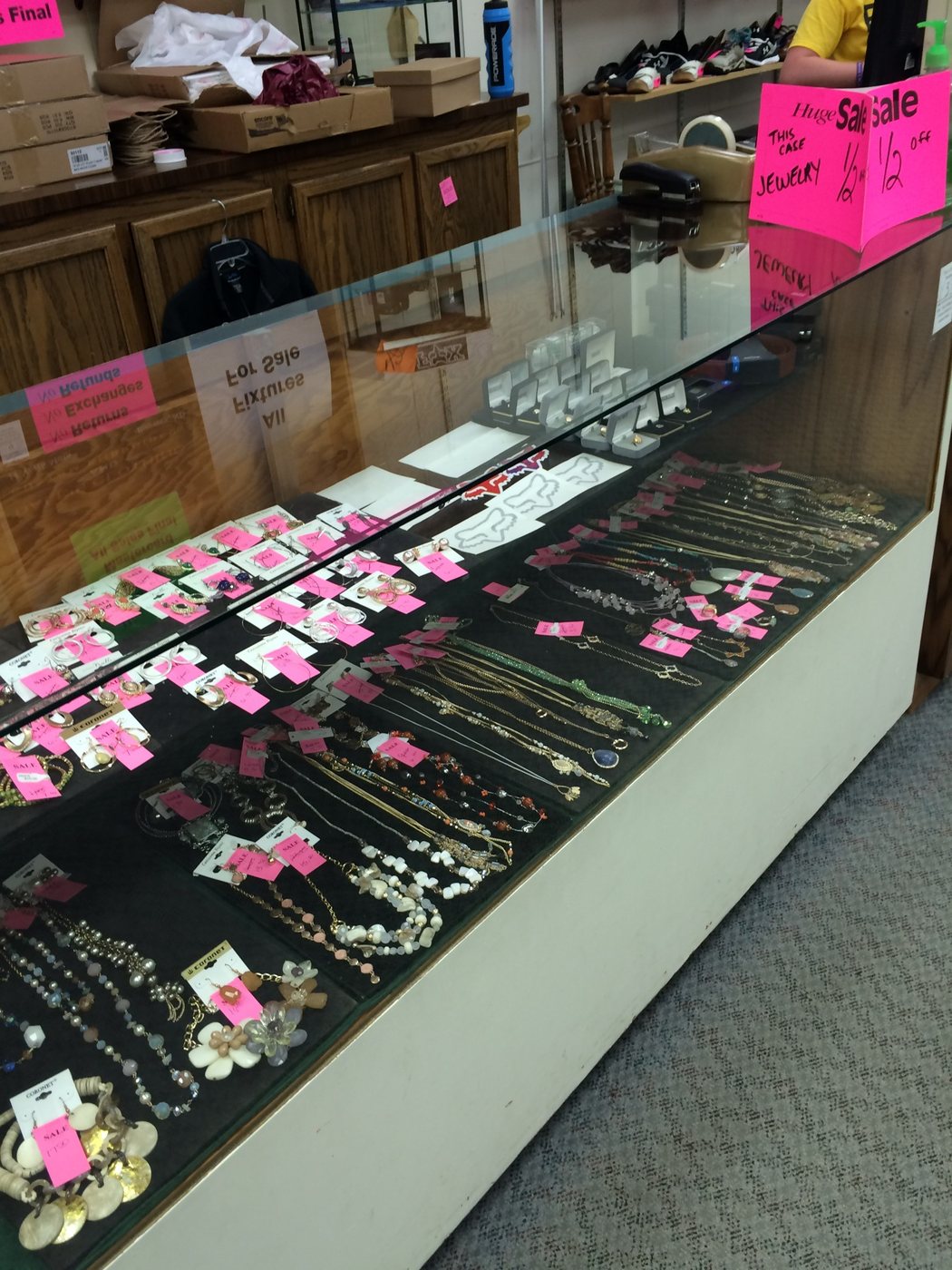 Jewelry merchandise marked for a real promotional sale