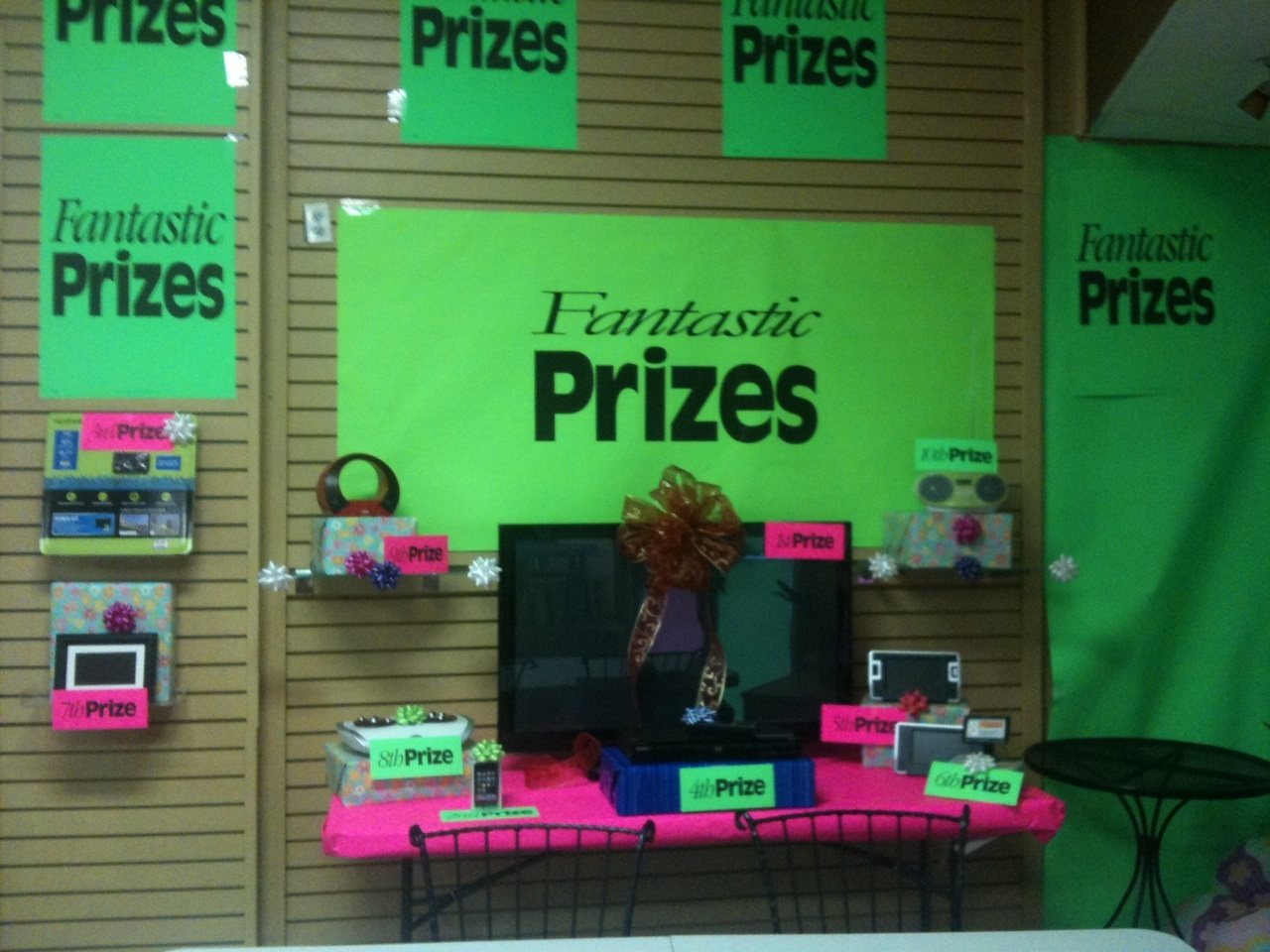 Prize display prepared for a real retail promotion